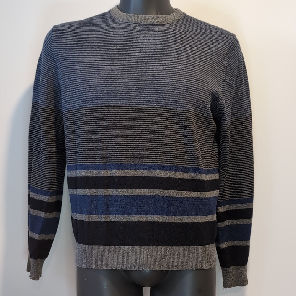 Holt Renfrew HR2 Striped Gray and Blue Sweater